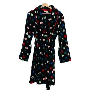 Sleep Sense Polka Dot Plush Robe Attached Belt Size Medium Warm Cozy